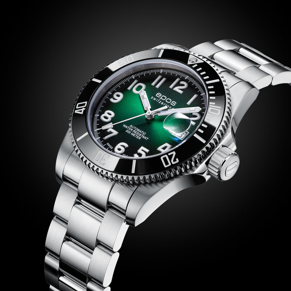 Epos Sport 3504 Diver Titanium Grün mit Edelstahlband