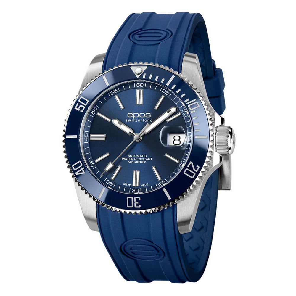 Epos Sport 3504 Diver Blue with Blue Rubber Strap
