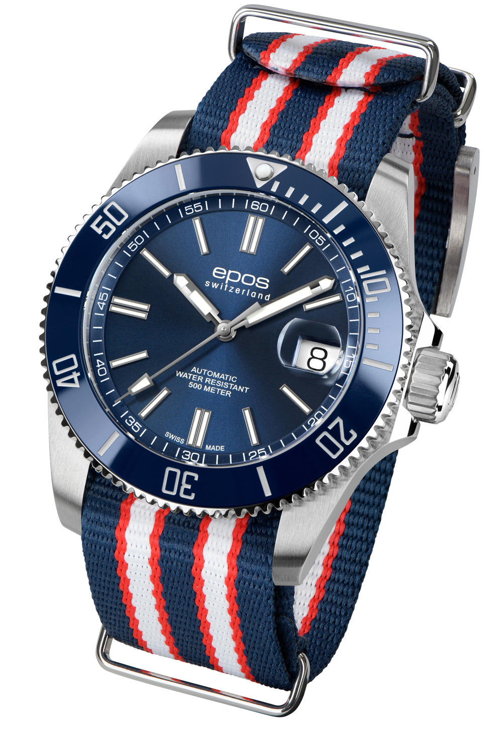 Epos Sport 3504 Diver Date Blau mit Bicolor Natoband