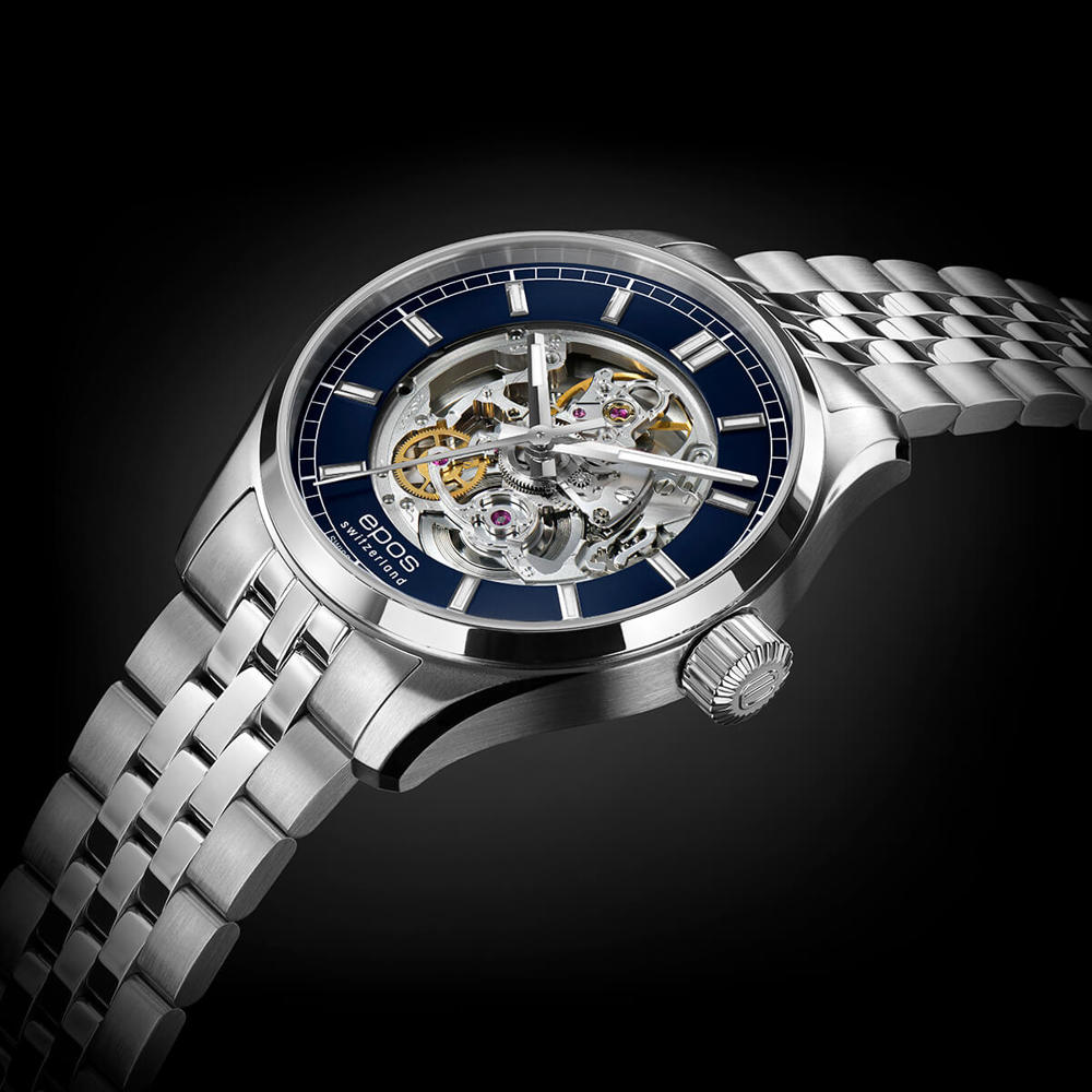 Epos Timeless 3501 Squelette Bleu avec Bracelet en Acier