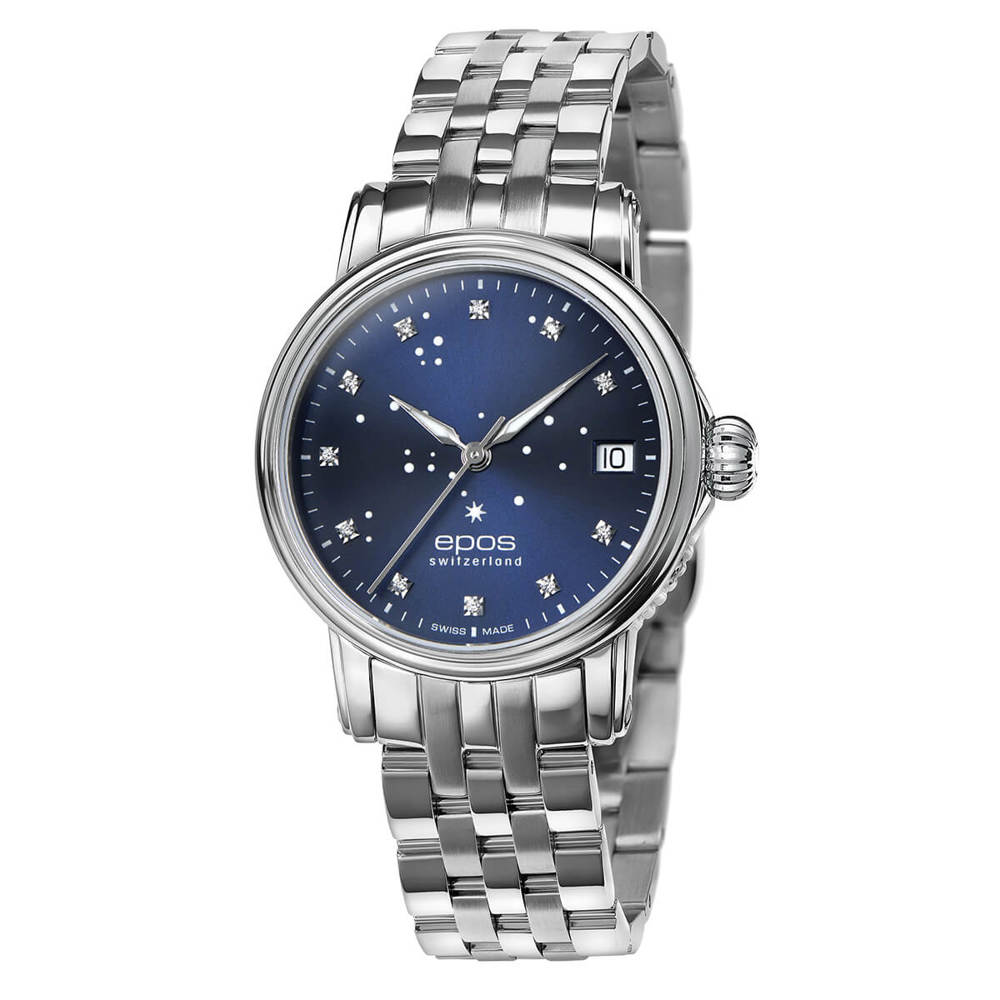 Epos Timeless 4390 North Star Diamond Blau mit Edelstahlband