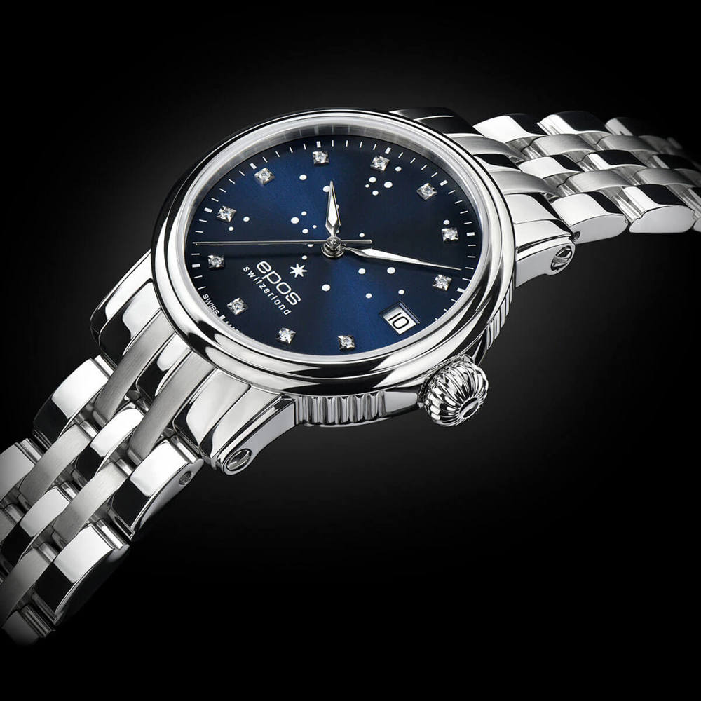 Epos Timeless 4390 North Star Diamond Blau mit Edelstahlband