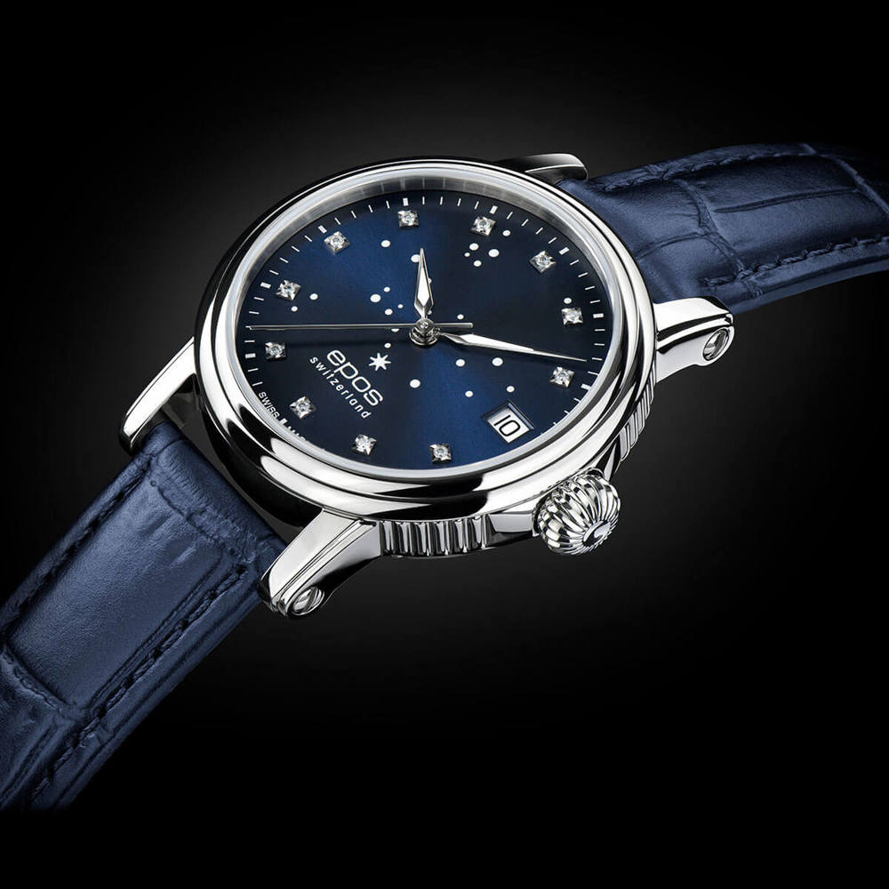 Epos Timeless 4390 North Star Diamond Blau mit Blauem Lederband