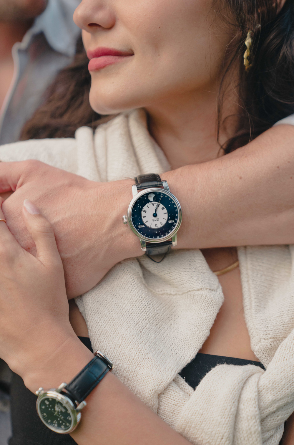 Epos Timeless 4390 North Star Diamond Blue with Black Leather Strap