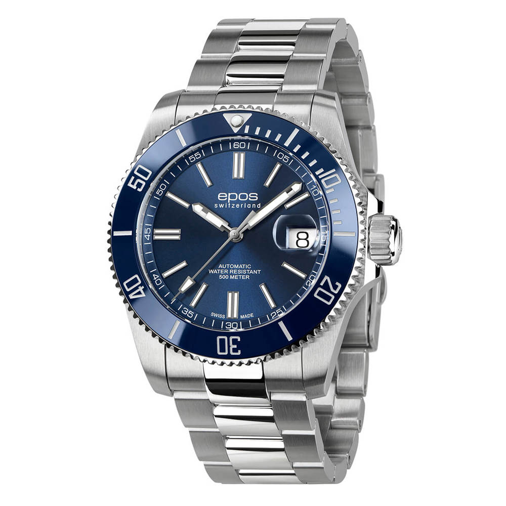 Epos Sport 3504 Diver Date Blau mit Edelstahlband