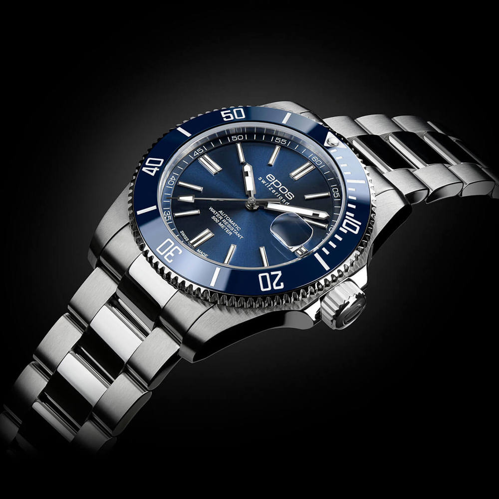 Epos Sport 3504 Diver Date Blau mit Edelstahlband