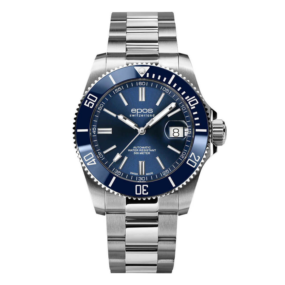 Epos Sport 3504 Diver Date Blau mit Edelstahlband