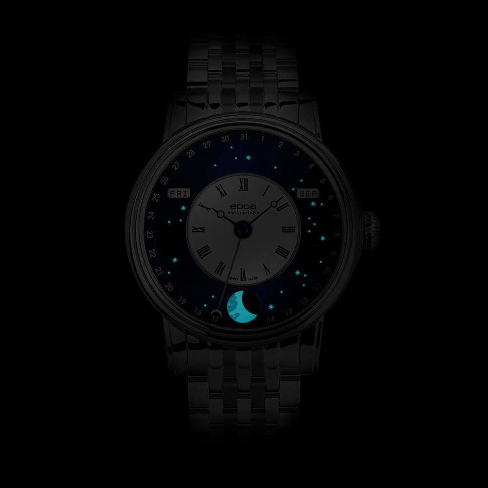 Epos Artistry 3439 Big Moon Verso-Style Blau mit Edelstahlband
