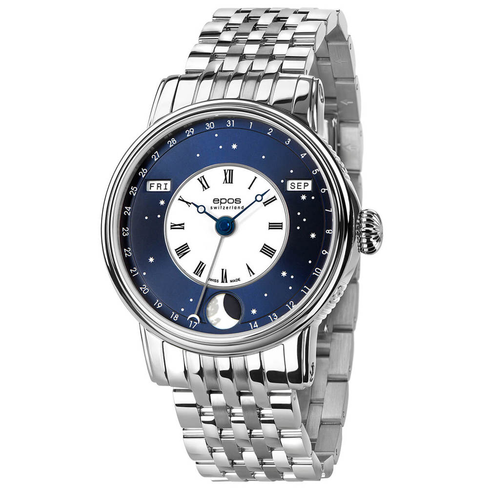 Epos Artistry 3439 Big Moon Verso-Style Blau mit Edelstahlband
