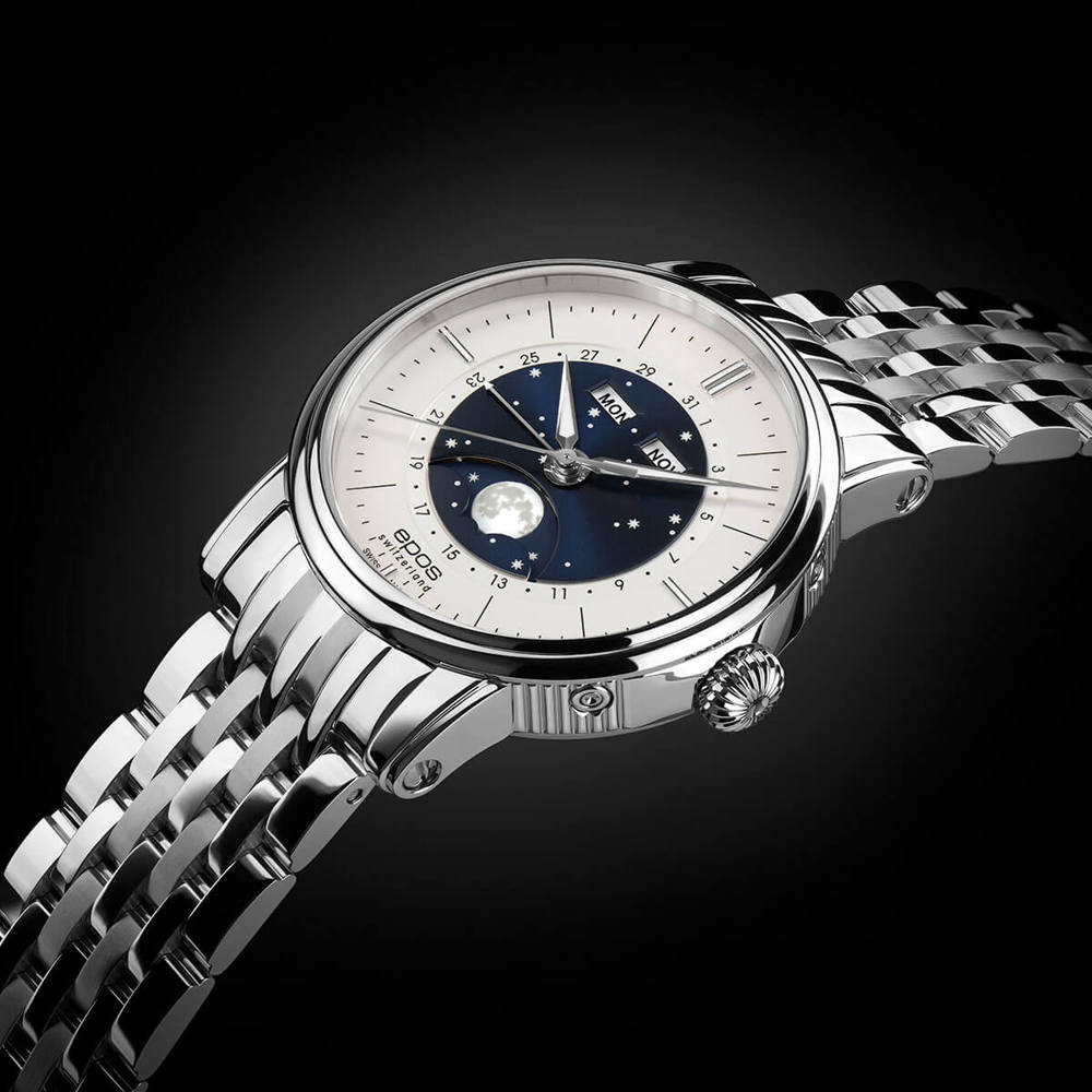 Epos Artistry 3439 Big Moon Classic Silver and Rose Gold-Plated with Leather Strap