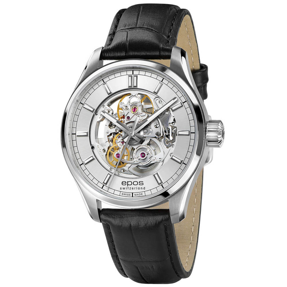 Epos Timeless 3501 Skelettiert Silber mit Lederband