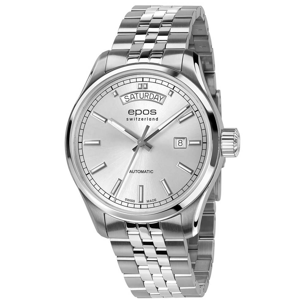 Epos Timeless 3501 Day Date Silber mit Edelstahlband