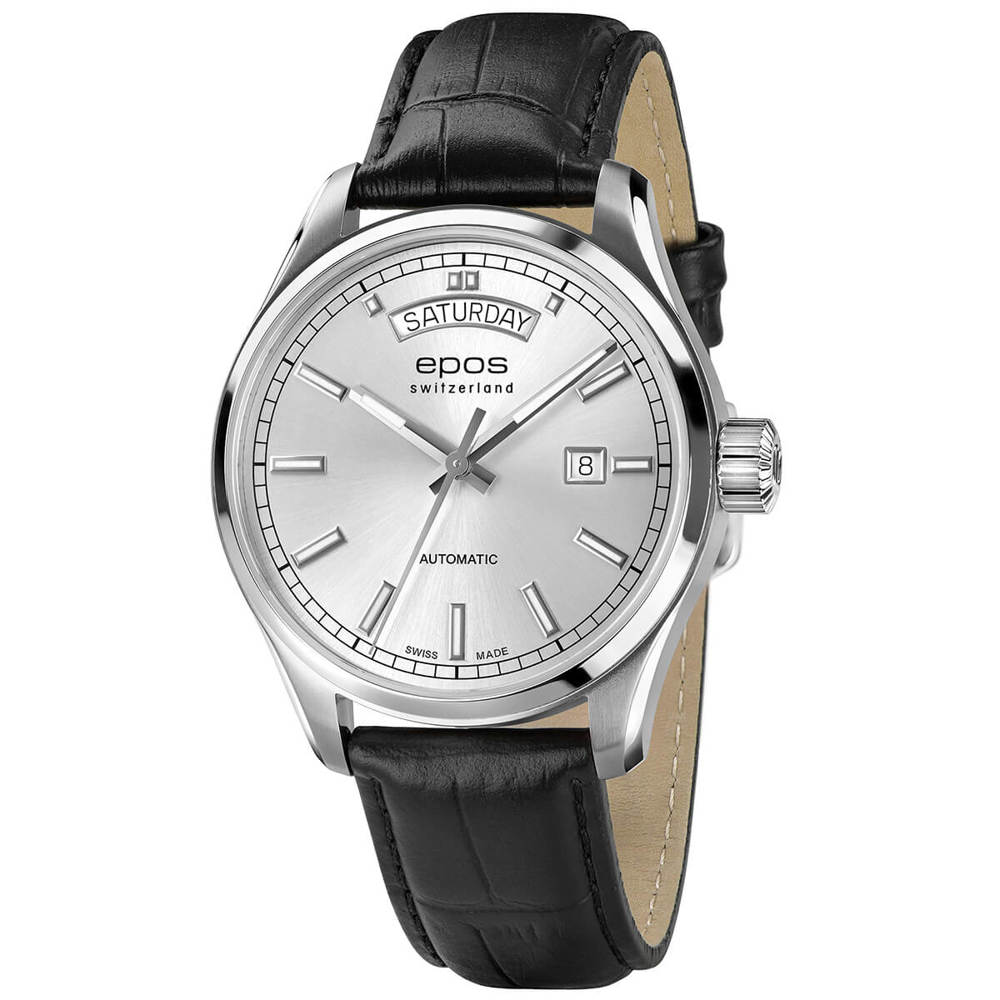 Epos Timeless 3501 Day Date Silber mit Lederband