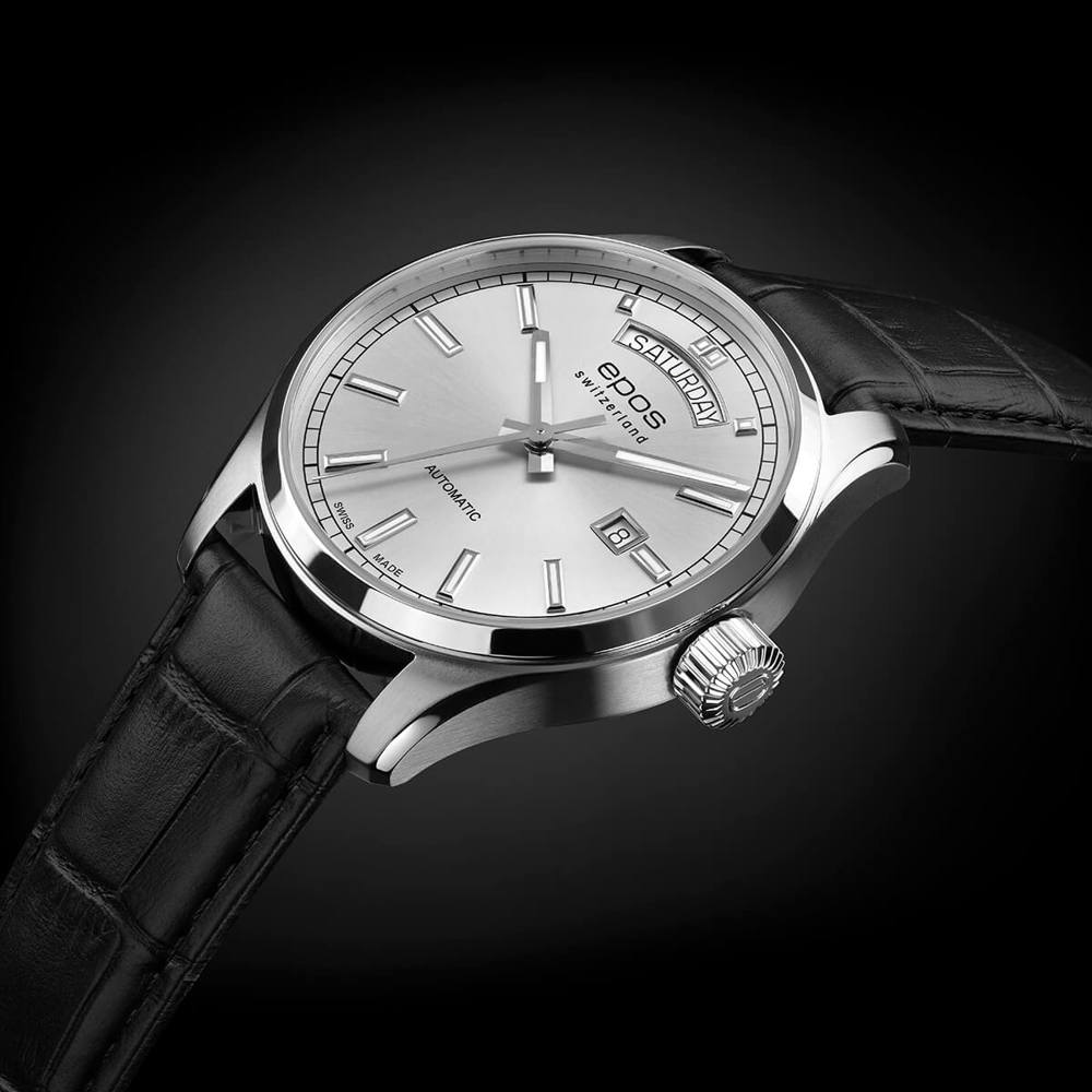 Epos Timeless 3501 Day Date Silber mit Lederband