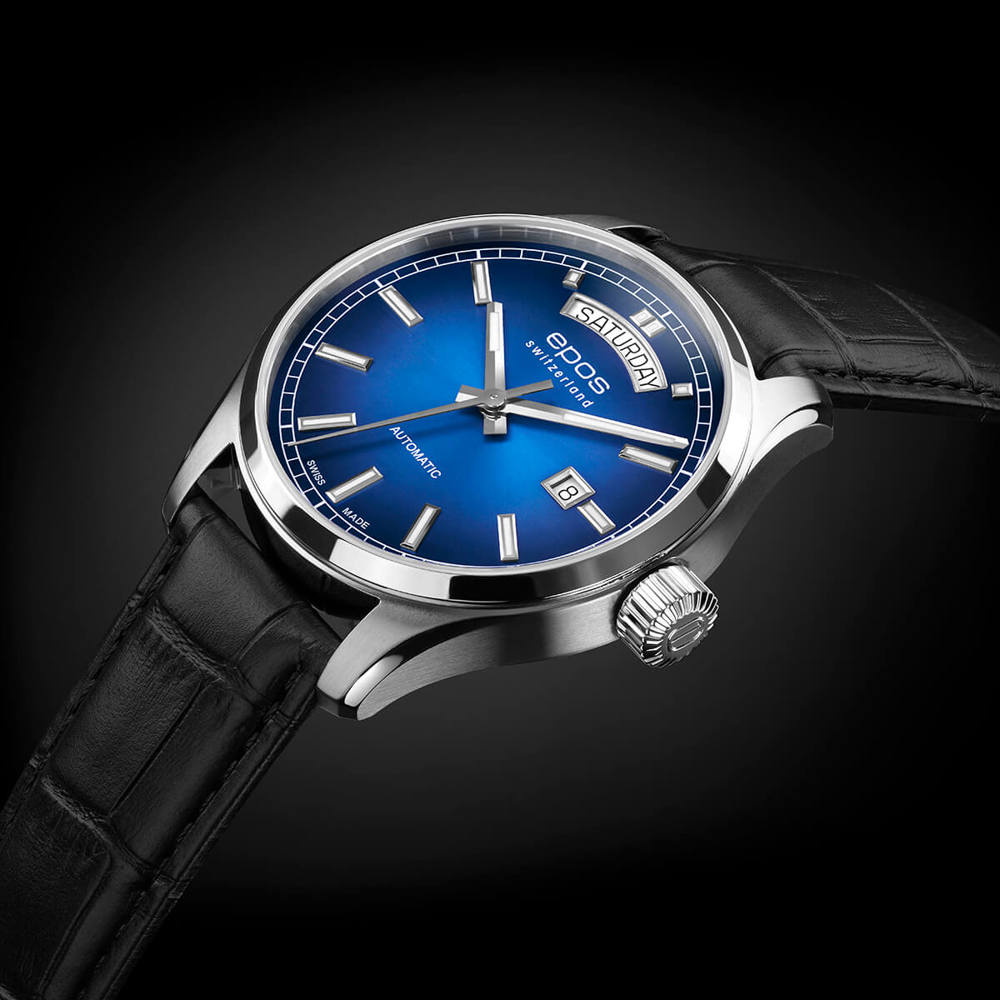 Epos Timeless 3501 Day Date Blau mit Lederband