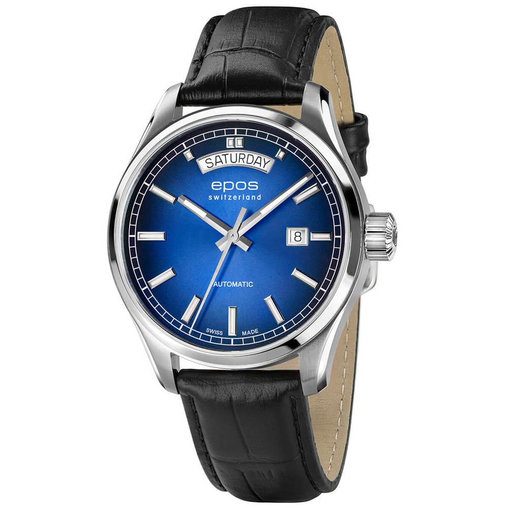 Epos Timeless 3501 Day Date Blau mit Lederband