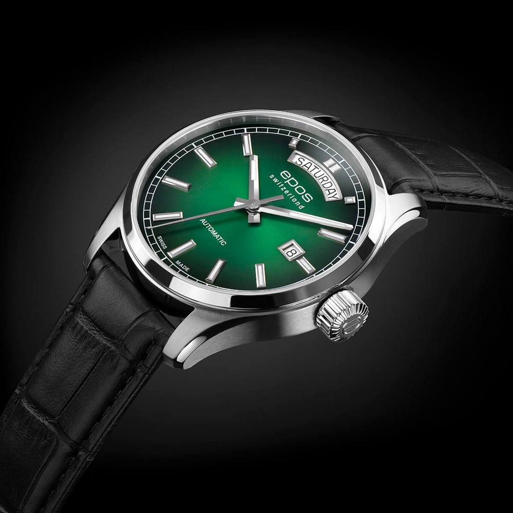 Epos Timeless 3501 Day Date Grün mit Lederband