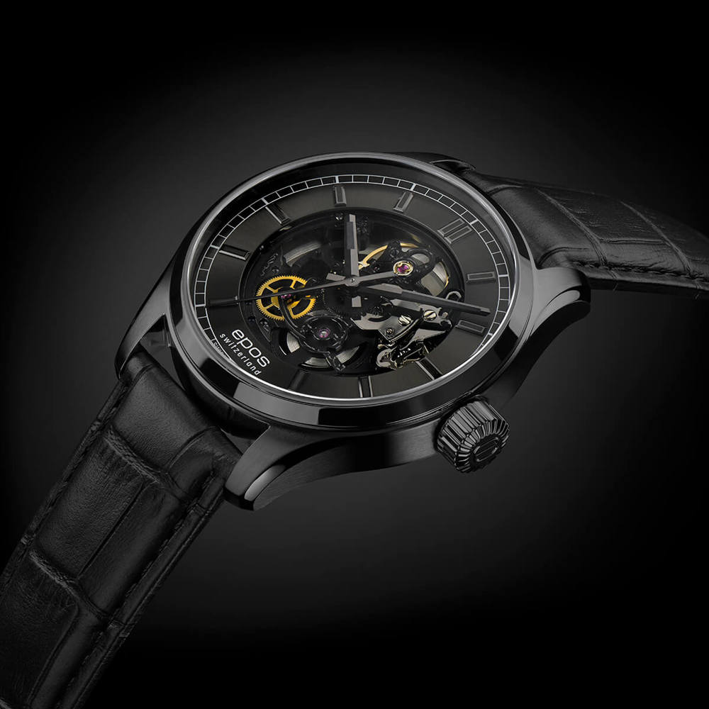 Epos Timeless 3501 Skeleton Black with Leather Band