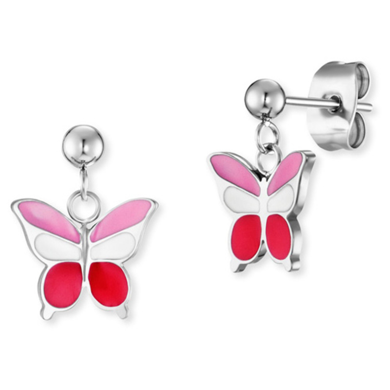 Engelsrufer stud earrings with pink butterflies