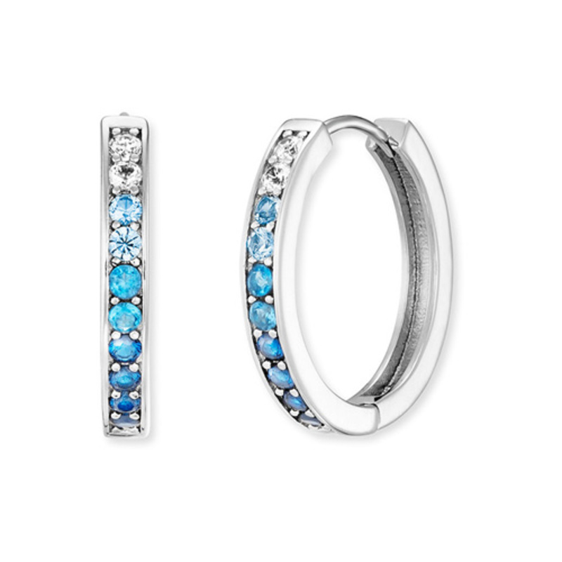 Engelsrufer hoop earrings, ocean blue, 925 silver with zirconia, Ø 21 mm