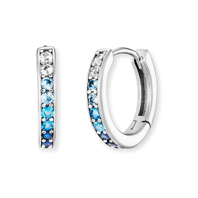 Engelsrufer Creolen Ocean Blau 925 Silber mit Zirkonia Ø 13mm