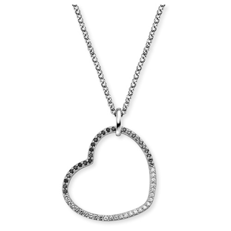 Collier Engelsrufer Shade Cœur en argent 925 avec zircone, longueur 42-50 cm