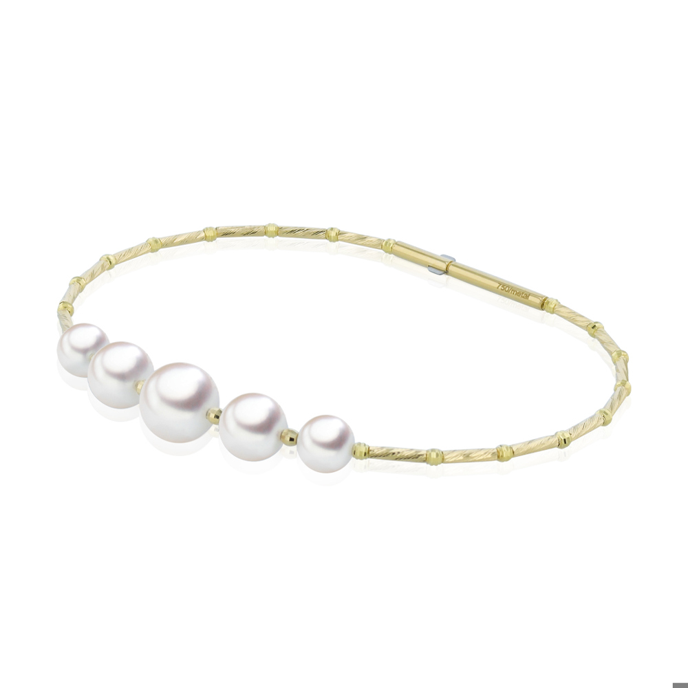 Auronos Pearl Bracelet 18K Yellow Gold Bayonet Clasp