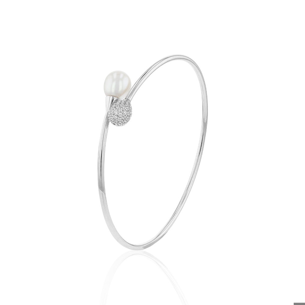 Bracelet Auronos en perles d'eau douce, argent 925, zirconium