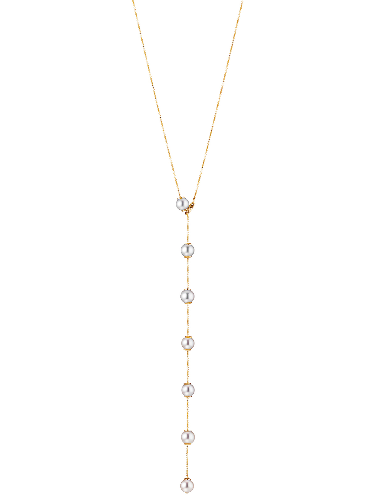 Convertible pearl necklace in yellow gold with Akoya pearls