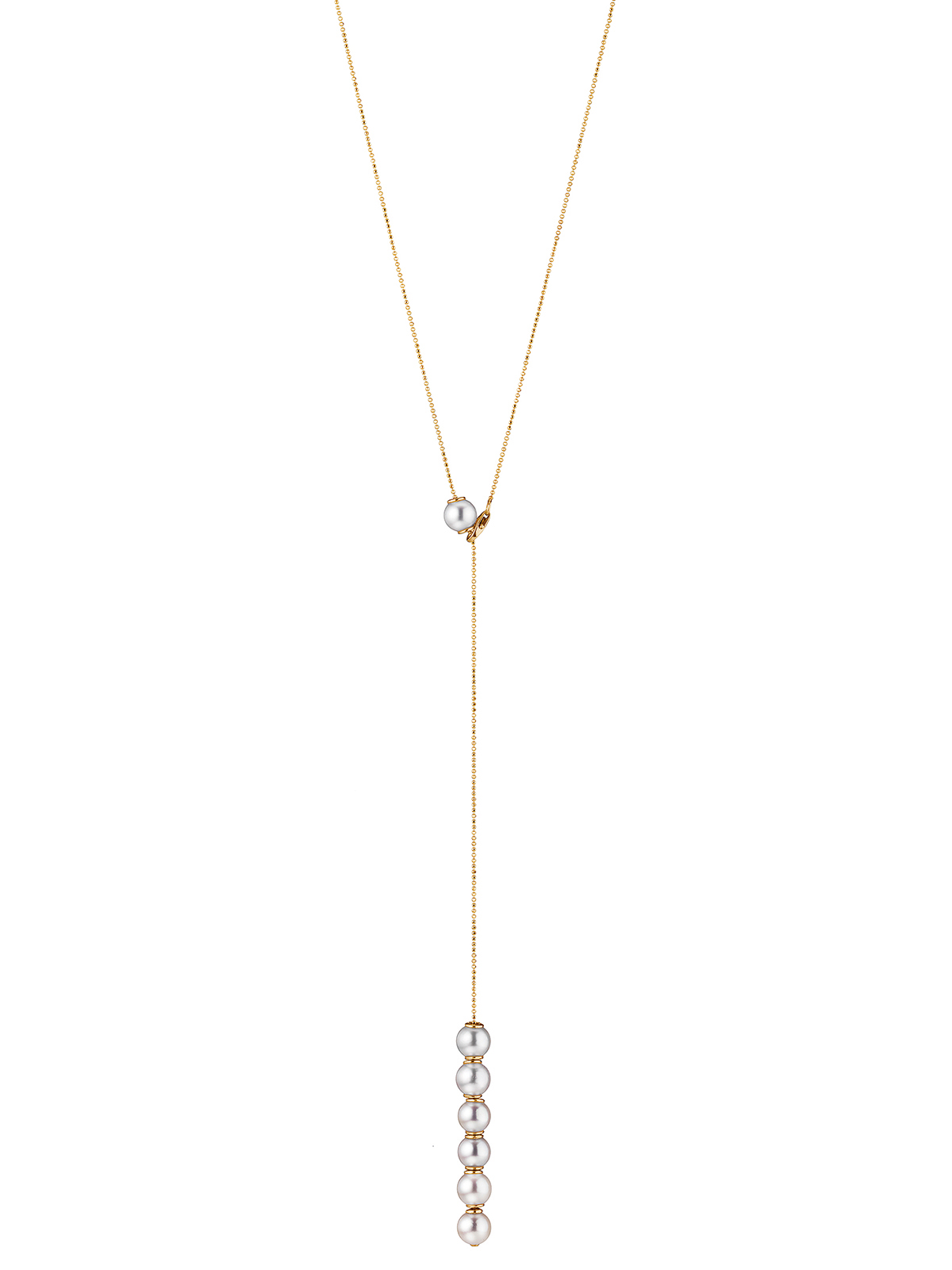 Convertible pearl necklace in yellow gold with Akoya pearls