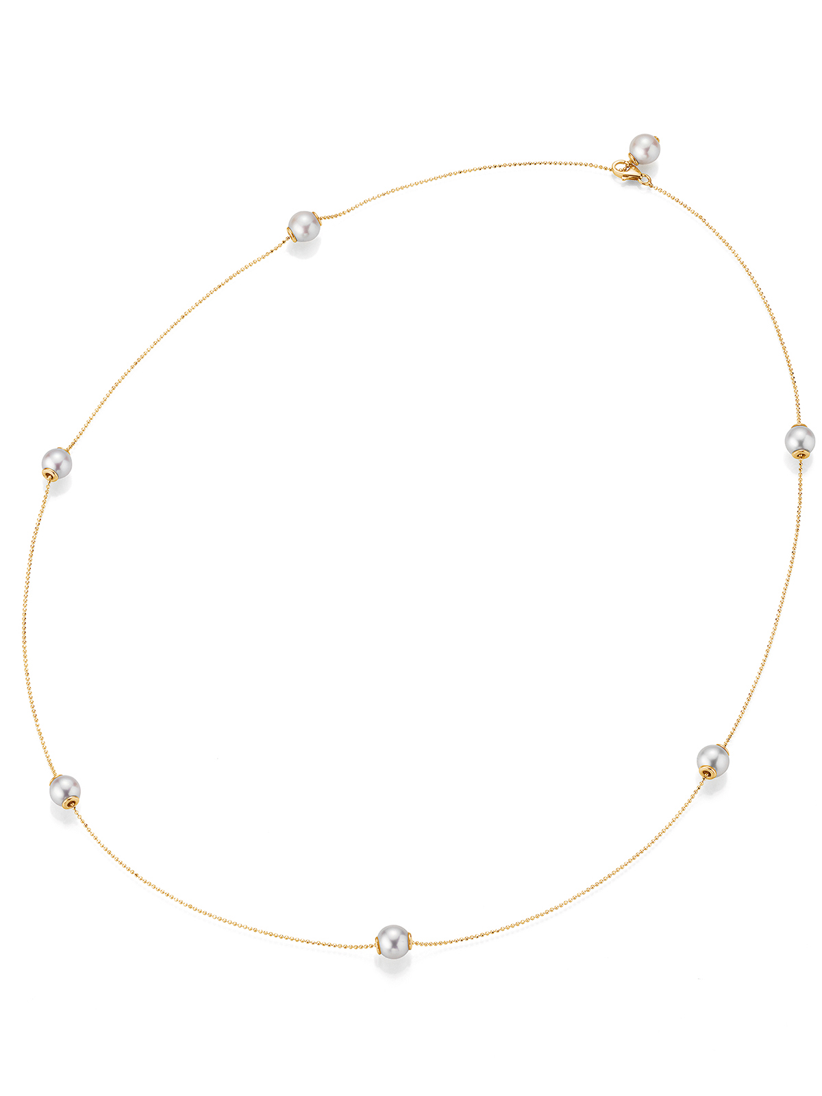 Convertible pearl necklace in yellow gold with Akoya pearls