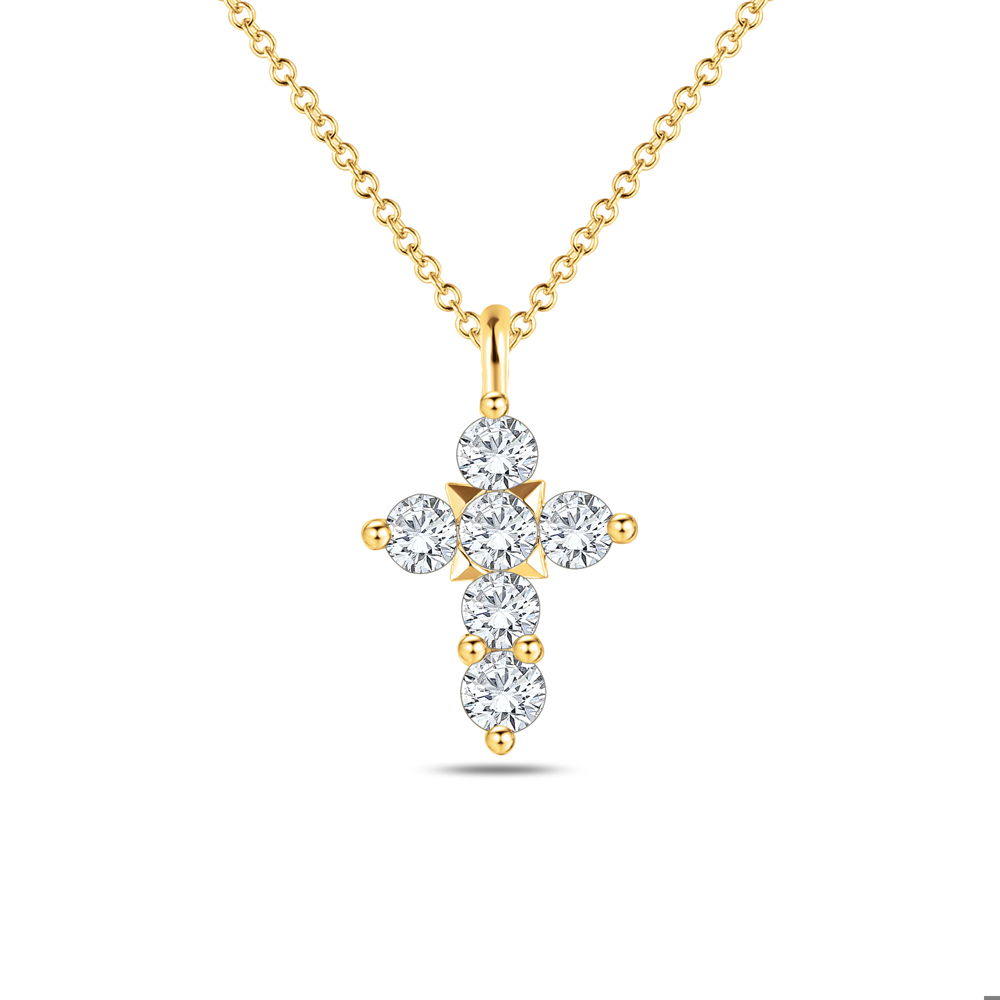 Collier Croix Auronos Lab Diamonds Or jaune 585 Espoir