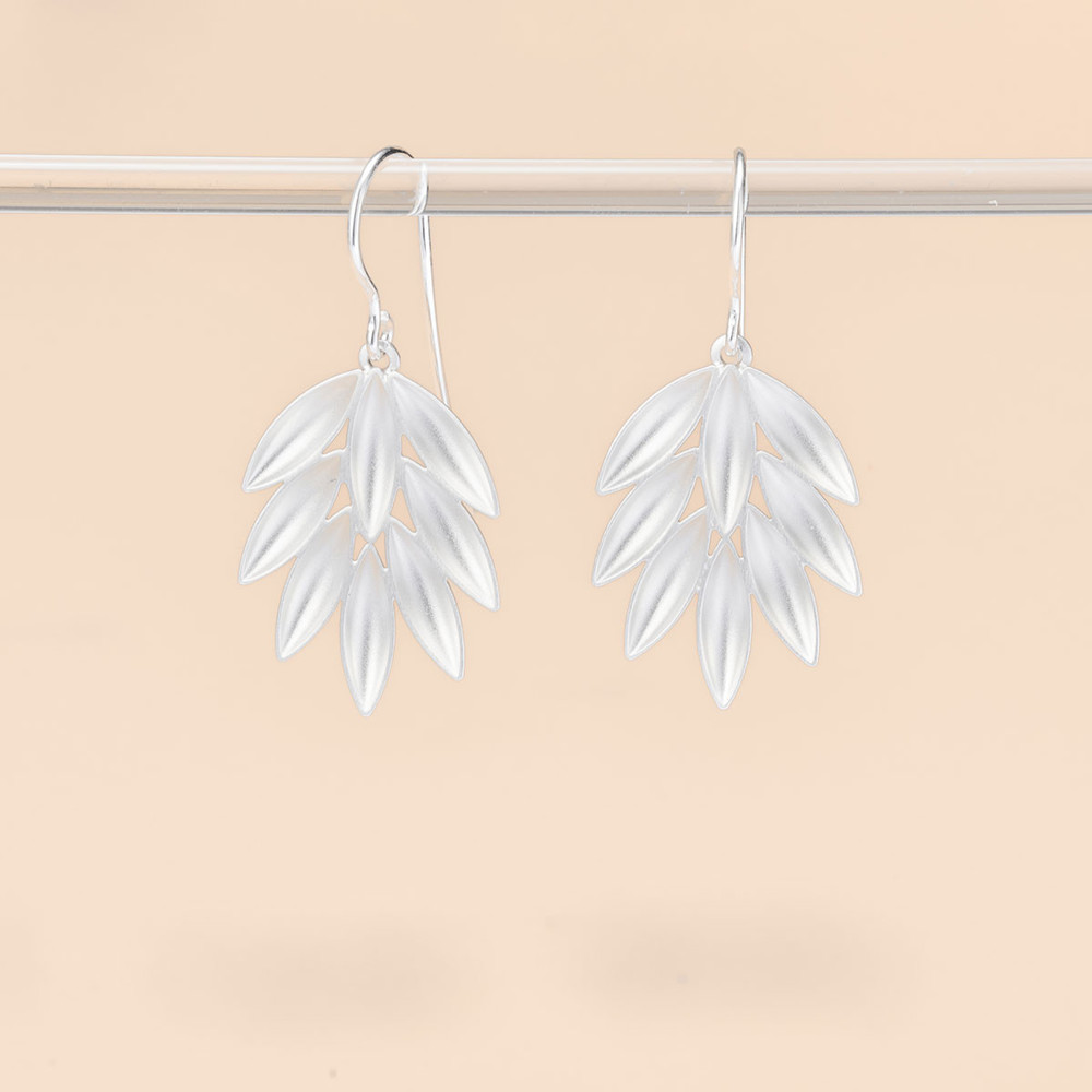 AURONOS Silverline Ohrhänger Blatt aus 925 Silber
