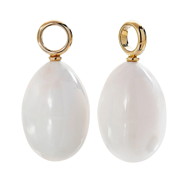 Créolen Einhänger in Rosegold mit hellrosa-weissen Korallen