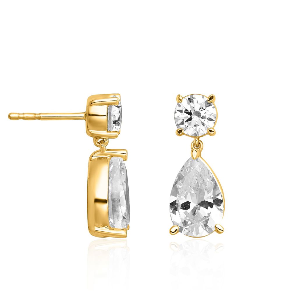Boucles d'oreilles AURONOS Lab Diamonds en or jaune 14 carats, 4,0 ct, VS F
