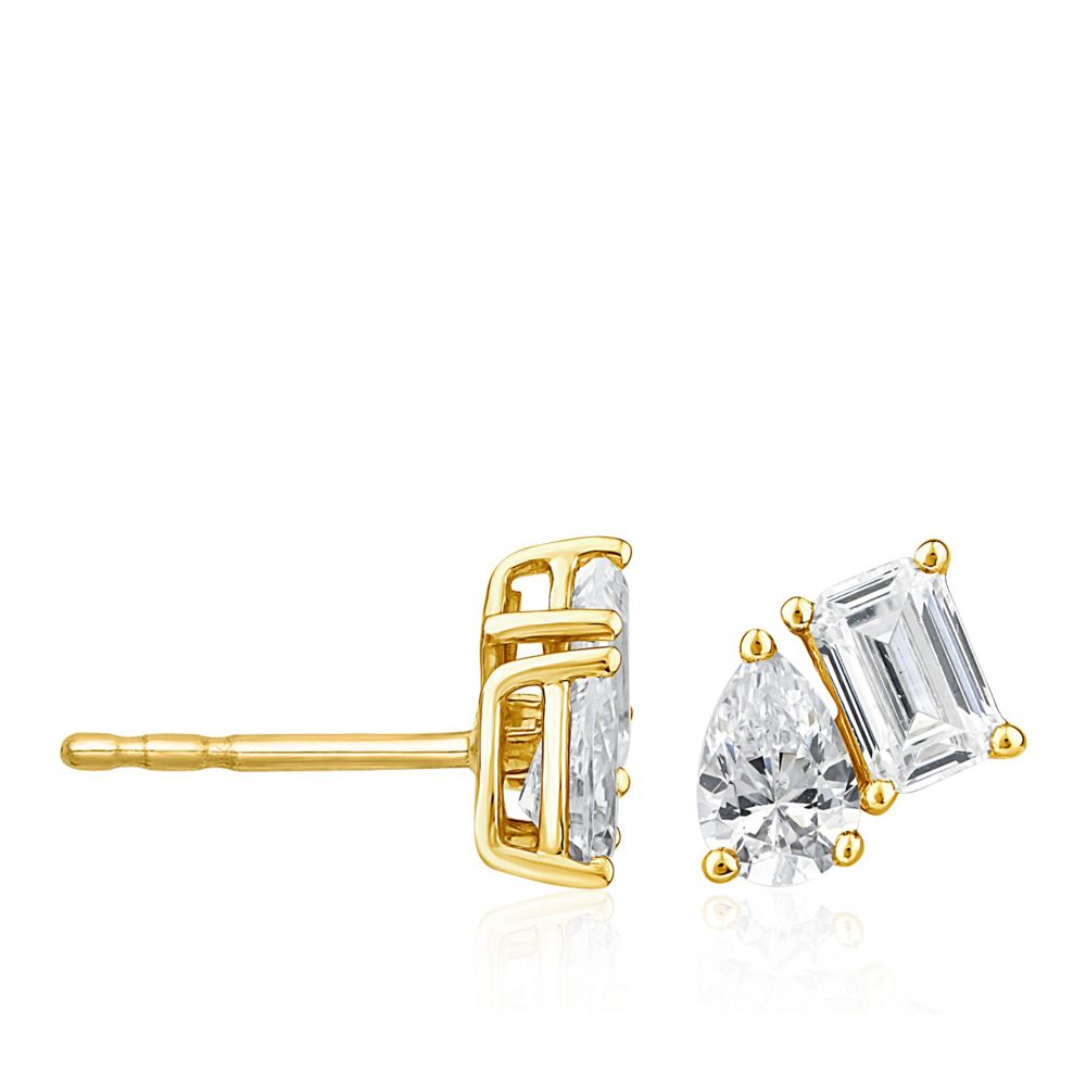 Boucles d'oreilles AURONOS Lab Diamonds en or jaune 14 carats, 1,6 ct. VS F