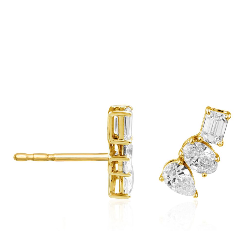 Boucles d'oreilles AURONOS Lab Diamonds en or jaune 14 carats, 1,3 ct. VS F