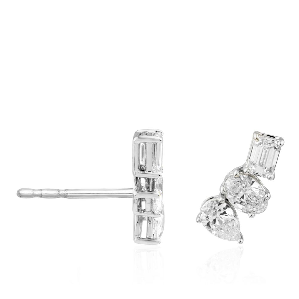 Boucles d'oreilles AURONOS Lab Diamonds en or blanc 14 carats, 1,3 ct. VS F