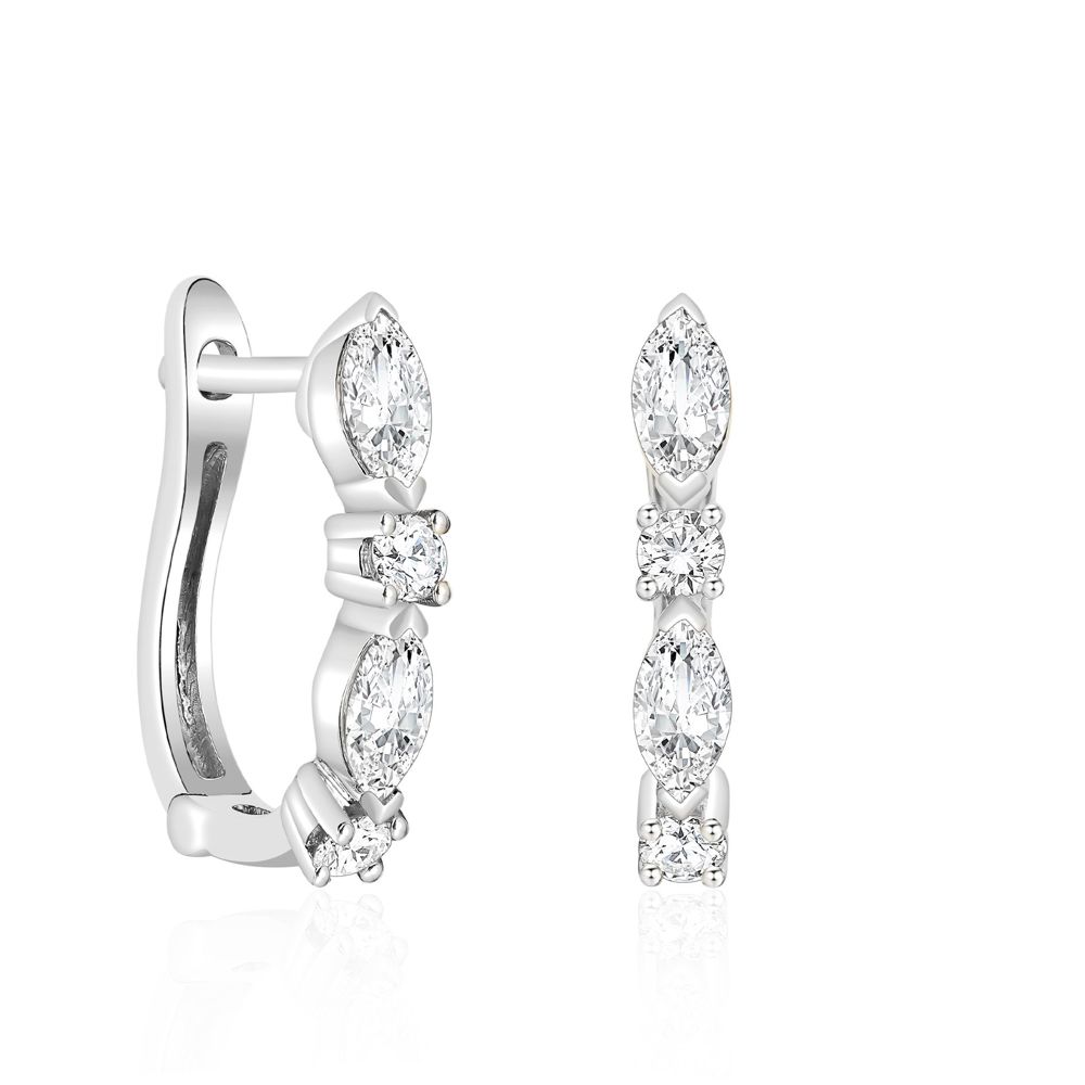 Créoles AURONOS Lab Diamonds en or blanc 14 carats, 0,6 ct. VS F