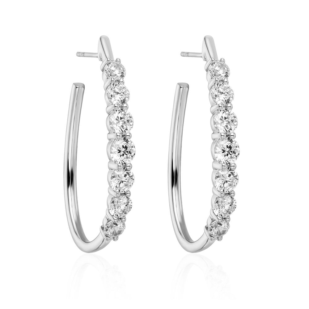 AURONOS Lab Diamonds Hoop Earrings 14K White Gold 3.0ct. VS F