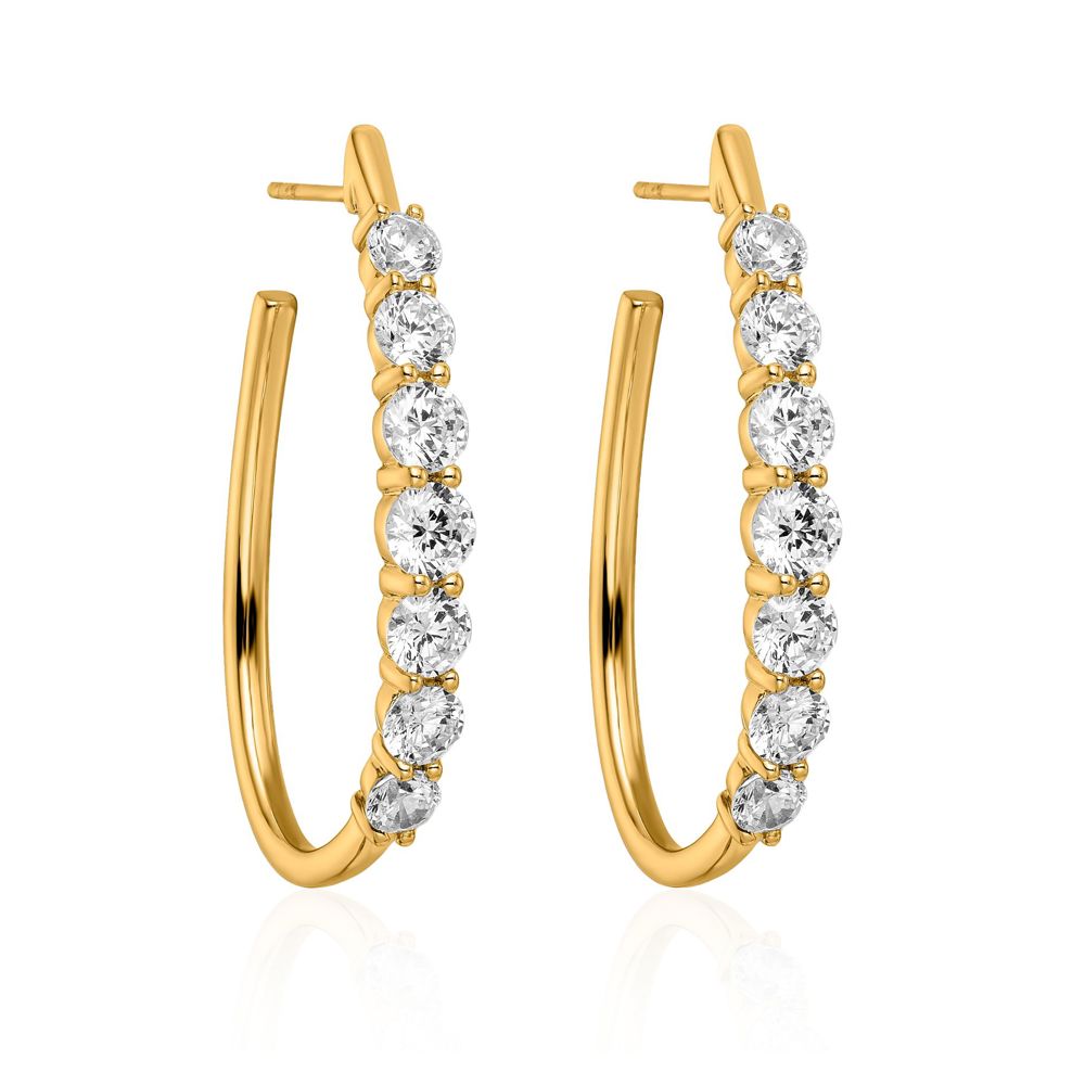 AURONOS Lab Diamonds Hoop Earrings 14K Yellow Gold 3.0ct. VS F