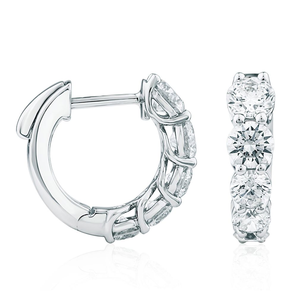 AURONOS Lab Diamonds Hoop Earrings 14K White Gold 2.0ct. VS F