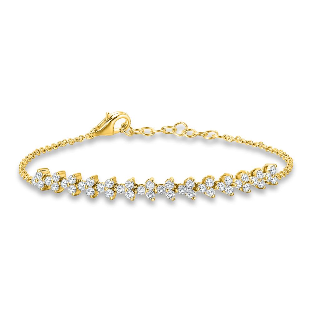 Bracelet AURONOS Lab Diamonds en or jaune 14 carats, 18 cm, 1,0 ct, F VS