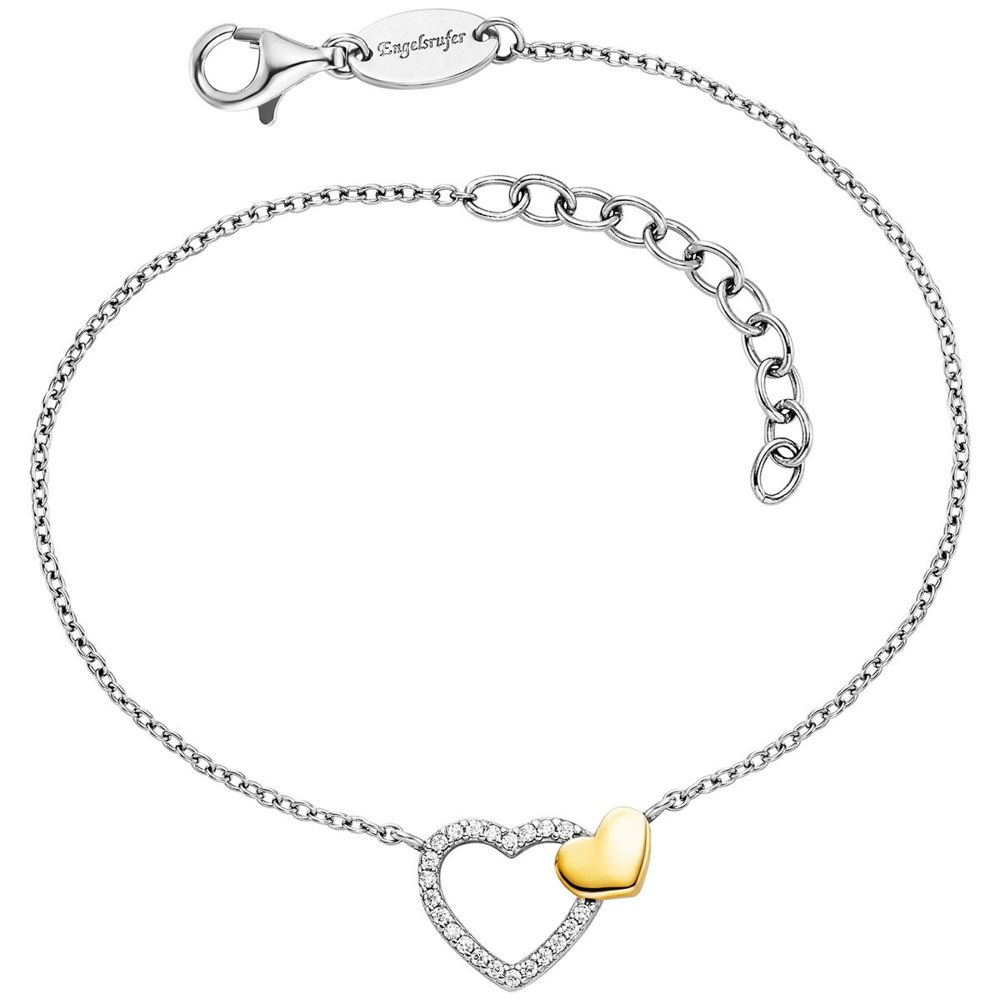 Bracelet Engelsrufer cœur en argent 925 avec zircone et longueur 20 cm 