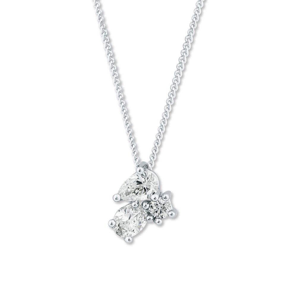 AURONOS Lab Diamonds Necklace 14K White Gold 45cm 0.2ct F VS