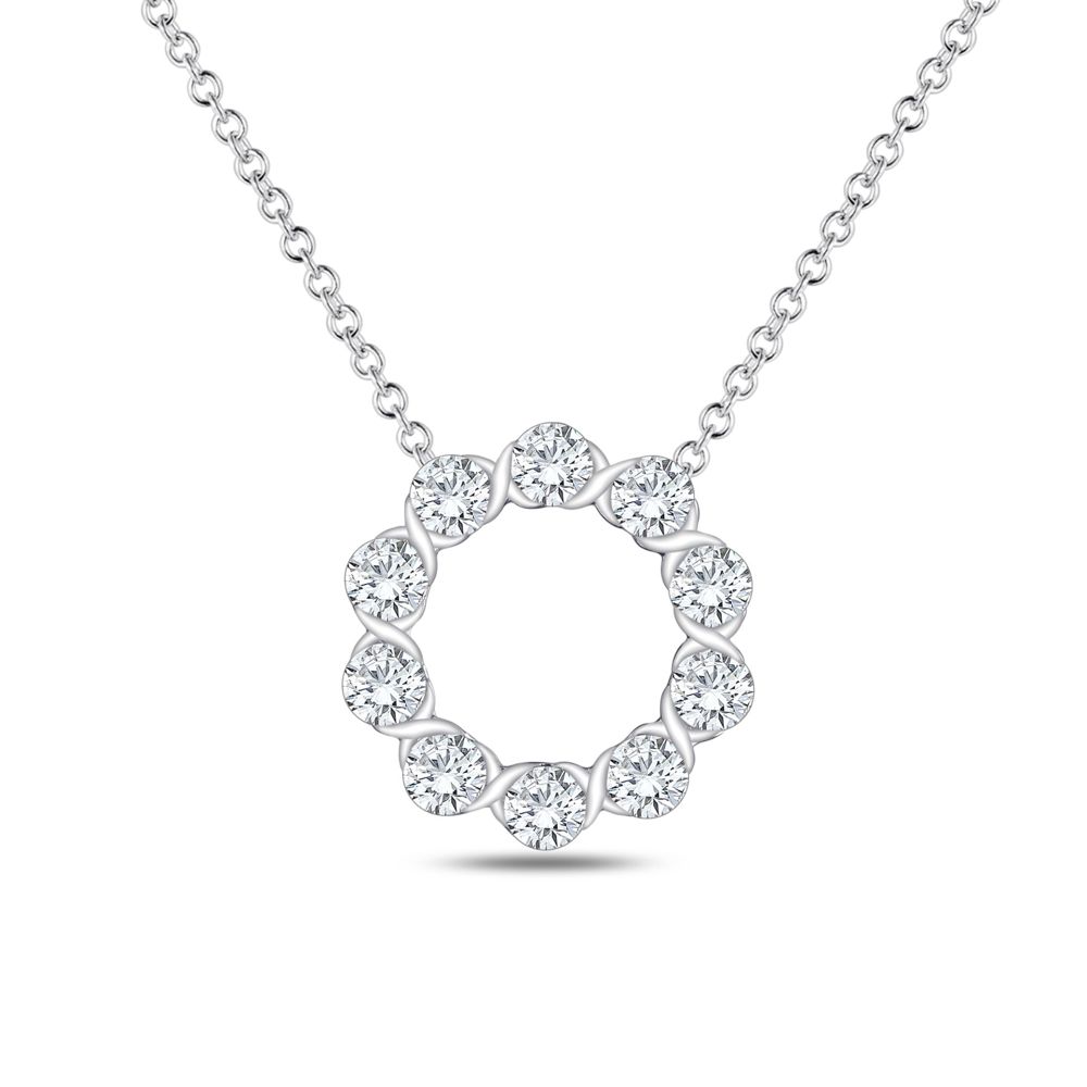 AURONOS Lab Diamonds Necklace 14K White Gold 45cm 0.95ct F VS