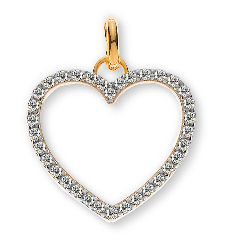 AURONOS Style Heart Pendant 9K Yellow Gold with Zirconia 20x16mm