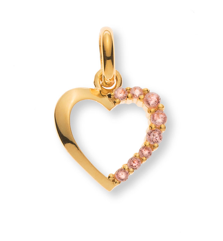 Pendentif cœur AURONOS Style en or jaune 9 carats avec zircone 14 x 10 mm