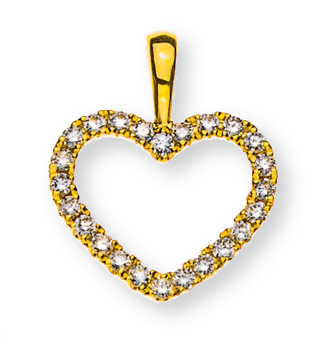 Pendentif cœur AURONOS Prestige en or jaune 18 carats avec diamants 0,12 ct. 10 x 9 mm