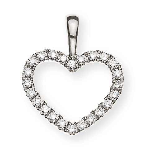 Pendentif cœur AURONOS Prestige en or blanc 18 carats avec diamants 0,12 ct. 10 x 9 mm
